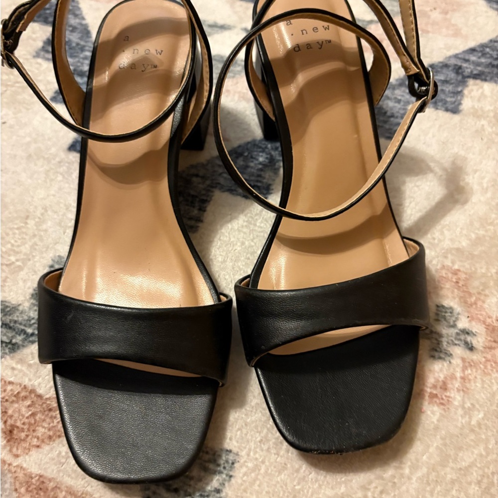 A New Day Black Strappy Heels